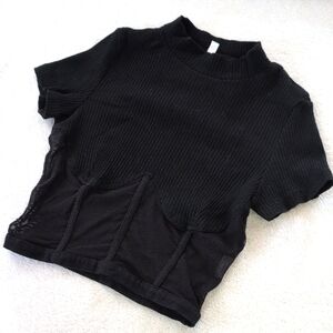 Black Baby Tee See Through Cropped